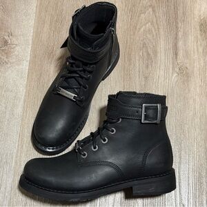Harley-Davidson Vntgmoto Moto Leather Buckle Boots Men’s Sz 8. Womens Sz 9.5 New